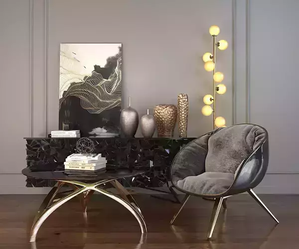 Modern Coffee Table and Armchair Set 2