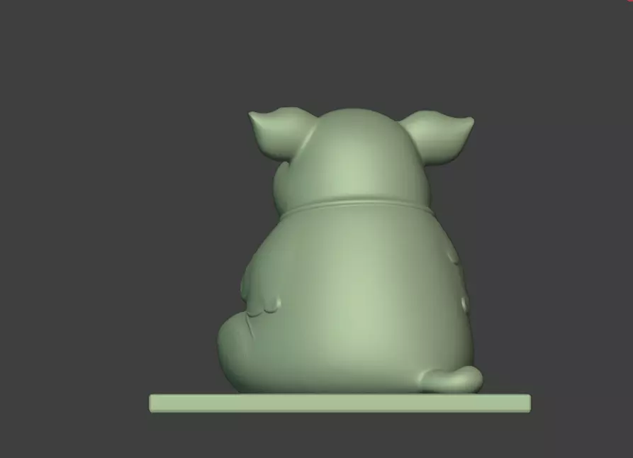 A cute 3D cartoon sculpture of a little pig 3D print model_6