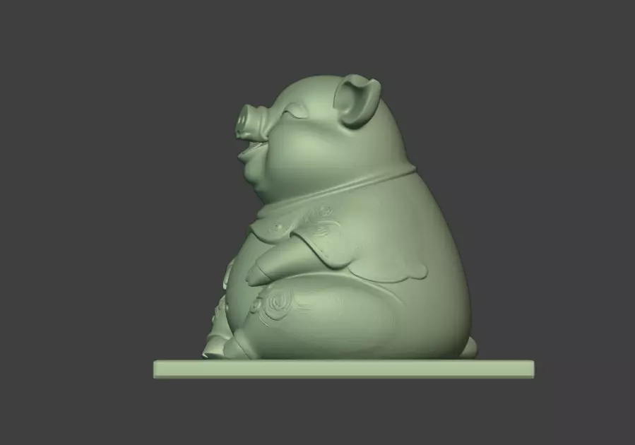 A cute 3D cartoon sculpture of a little pig 3D print model_0