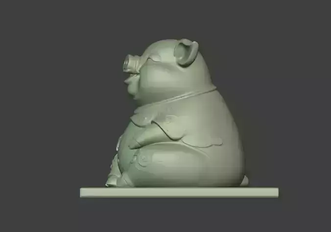 A cute 3D cartoon sculpture of a little pig