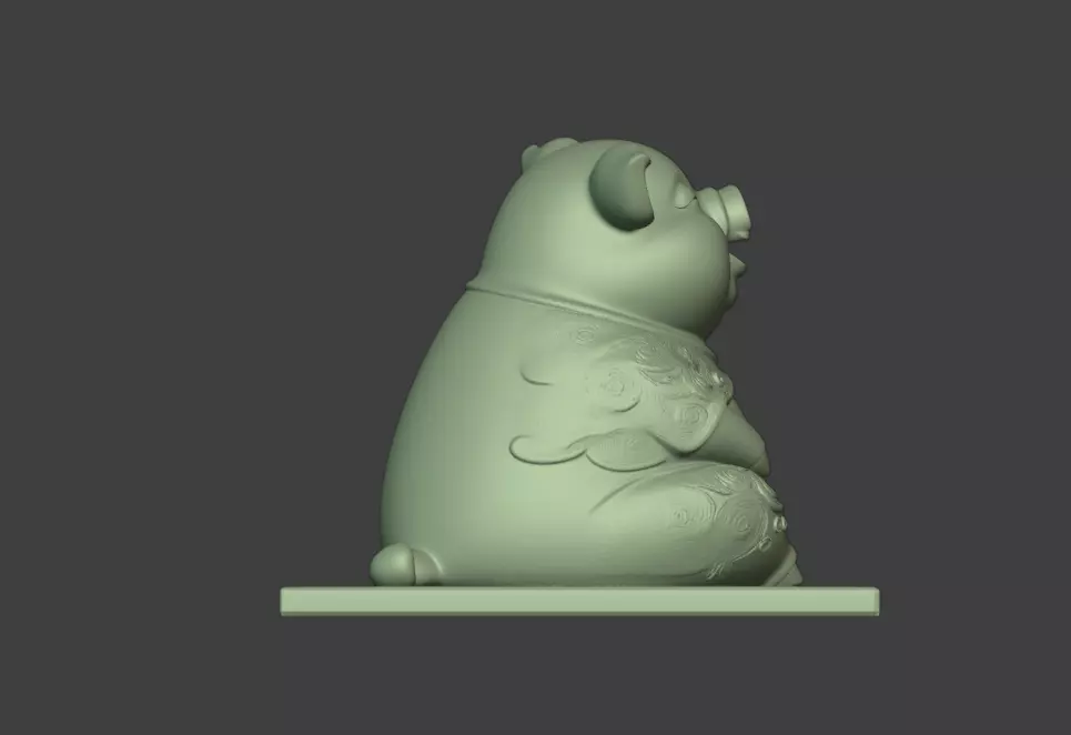 A cute 3D cartoon sculpture of a little pig 3D print model_2