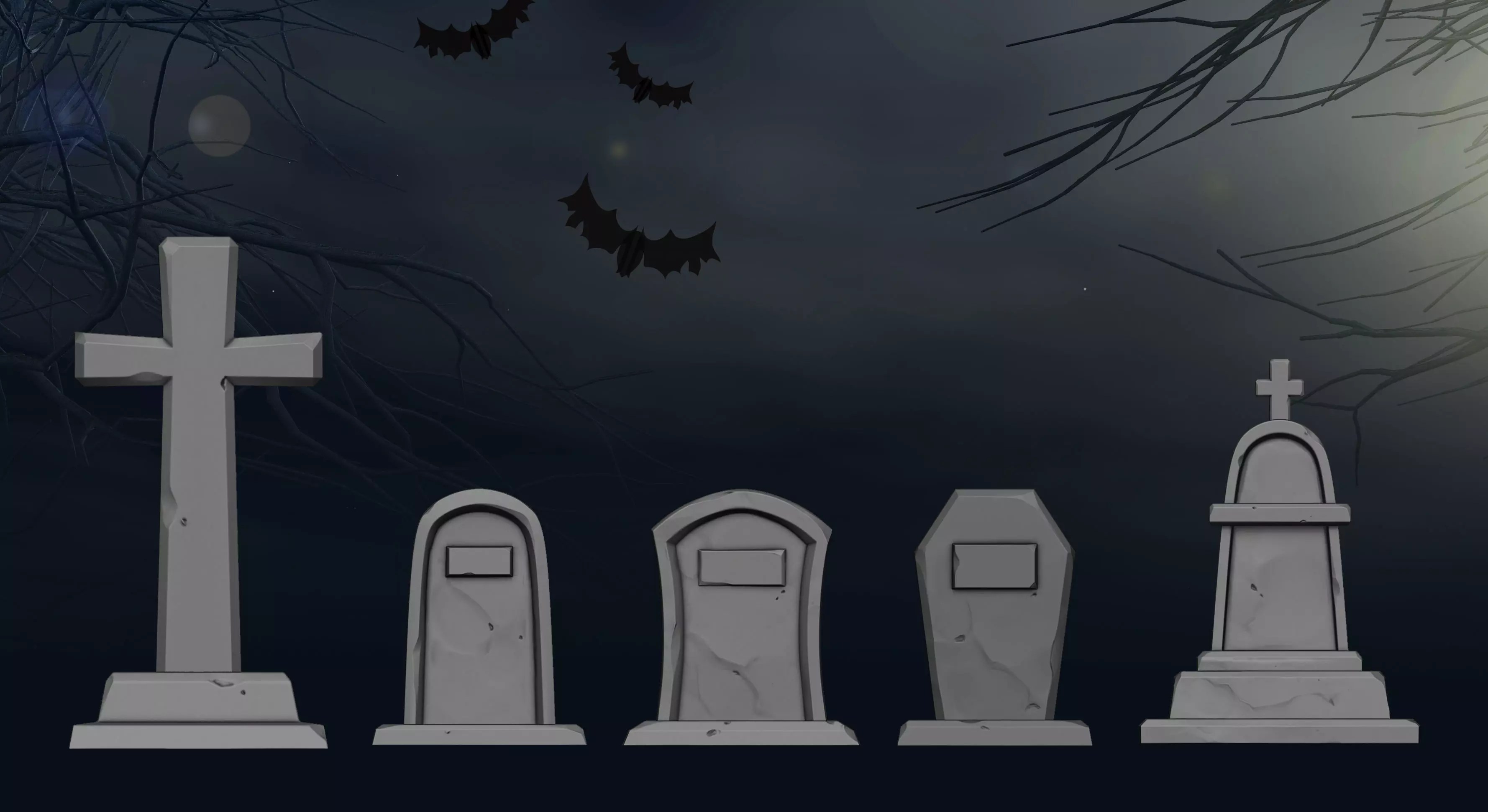 Graves and coffins for Halloween Free 3D print model