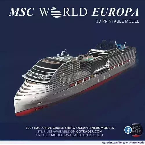 MSC WORLD EUROPA cruise ship print ready model