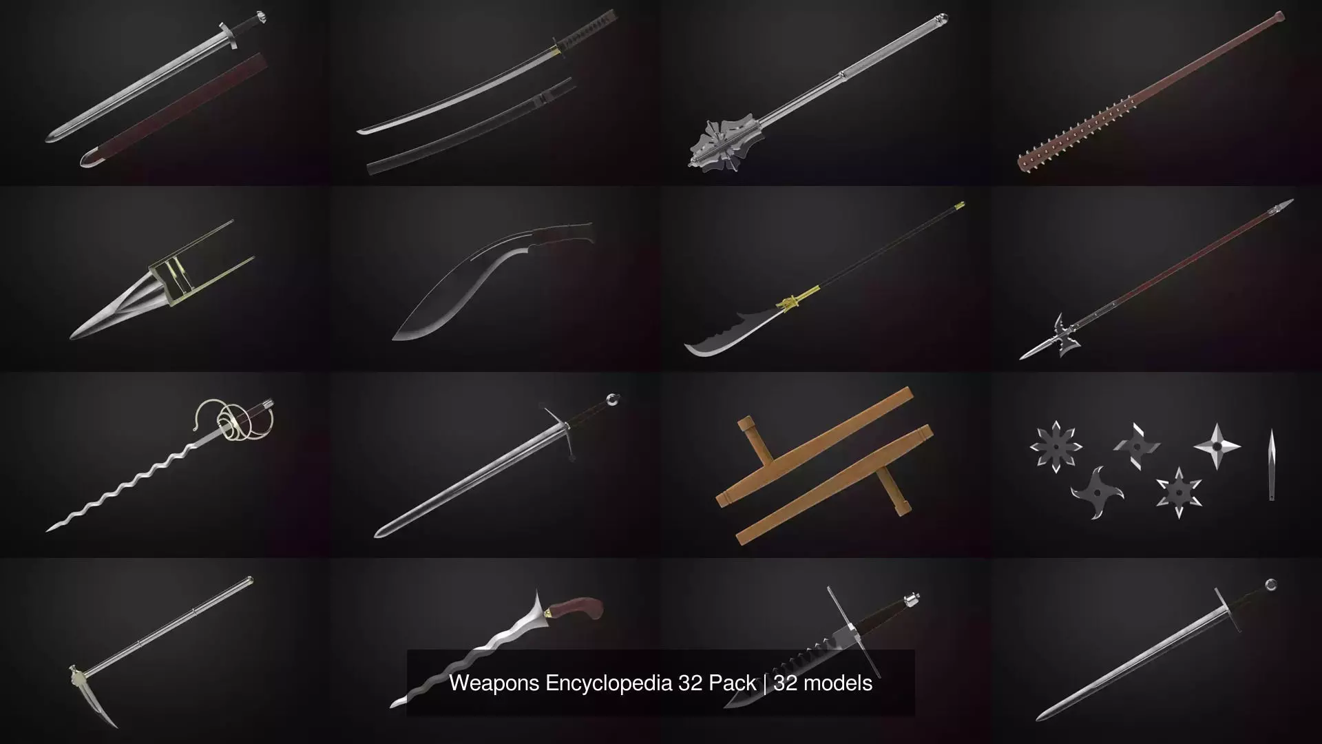 Weapons Encyclopedia 32 Pack 3D Model Collection_1