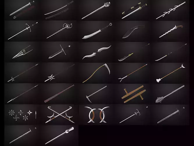 Weapons Encyclopedia 32 Pack 3D Model Collection