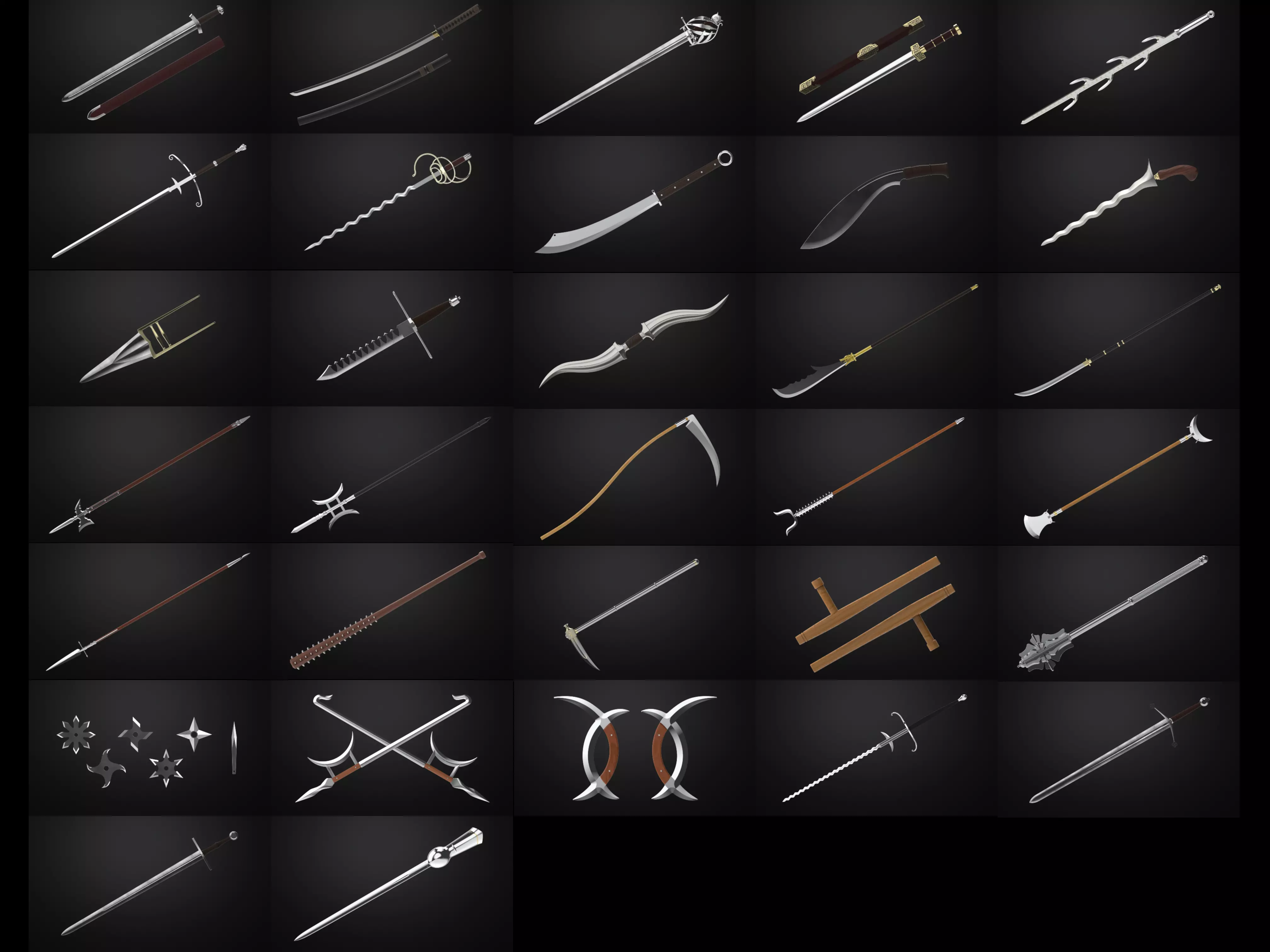 Weapons Encyclopedia 32 Pack 3D Model Collection_0