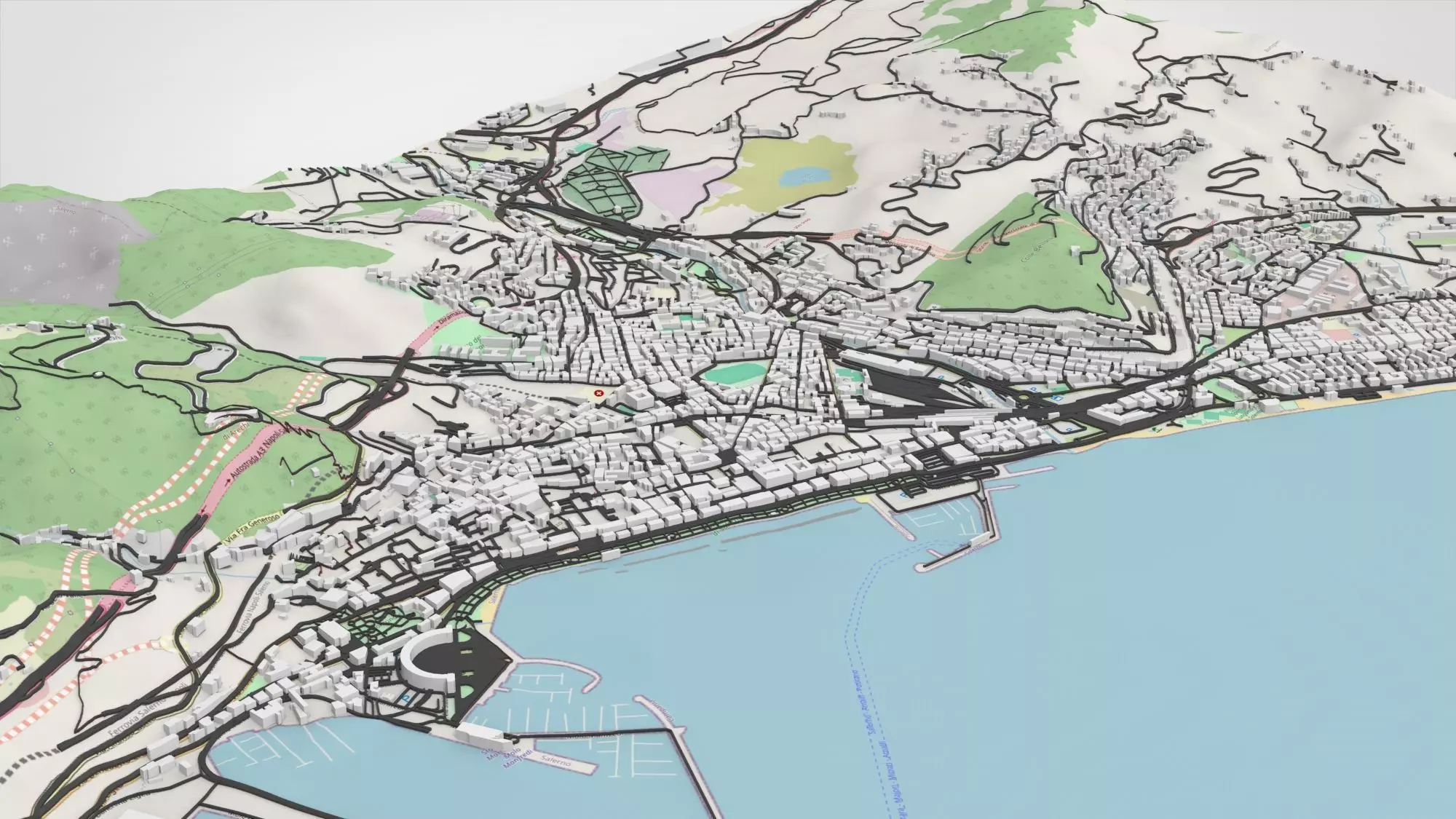 Cityscape Salerno Italy 3D model_7