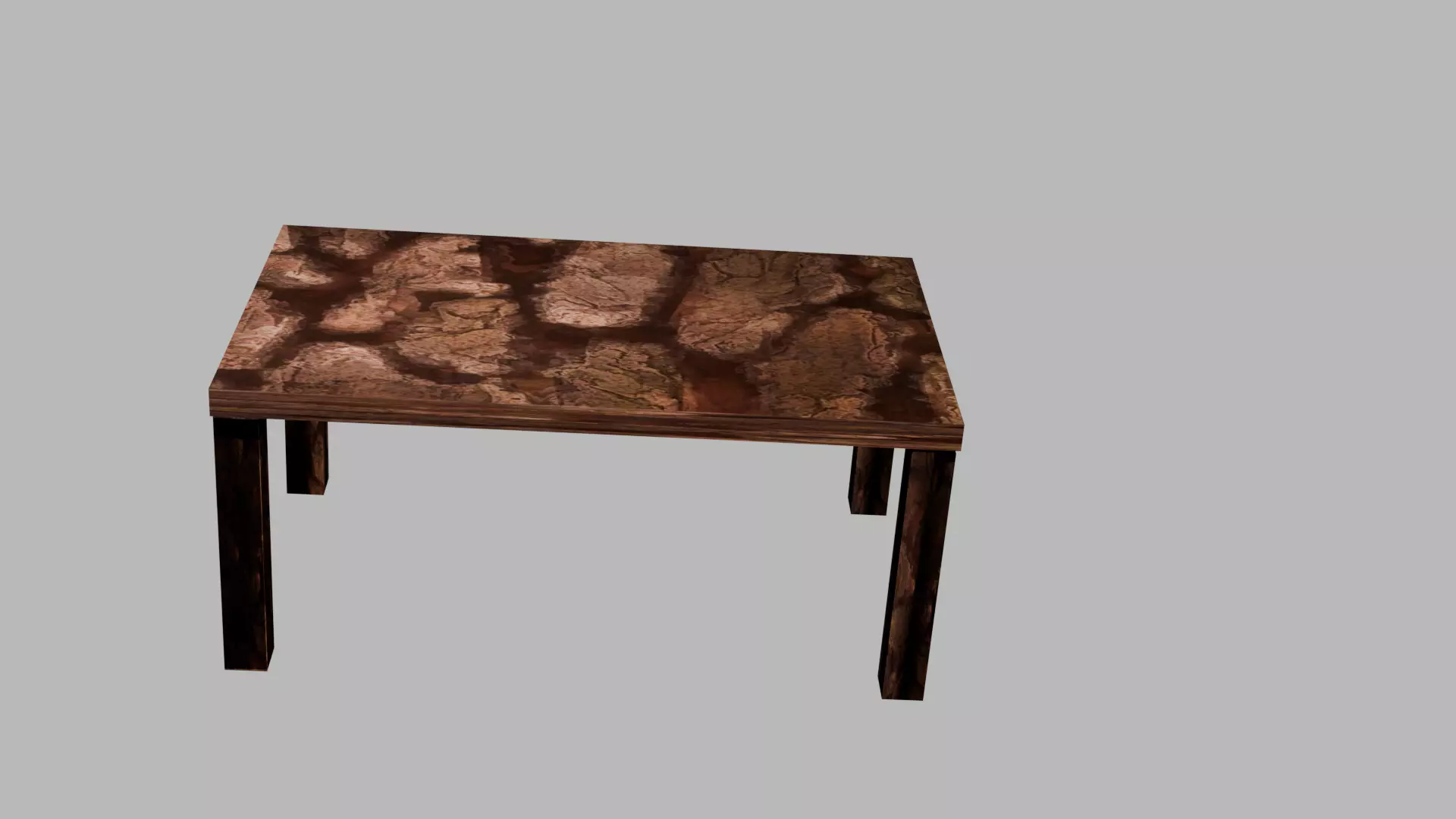Wooden Table Low Poly 3D model_3