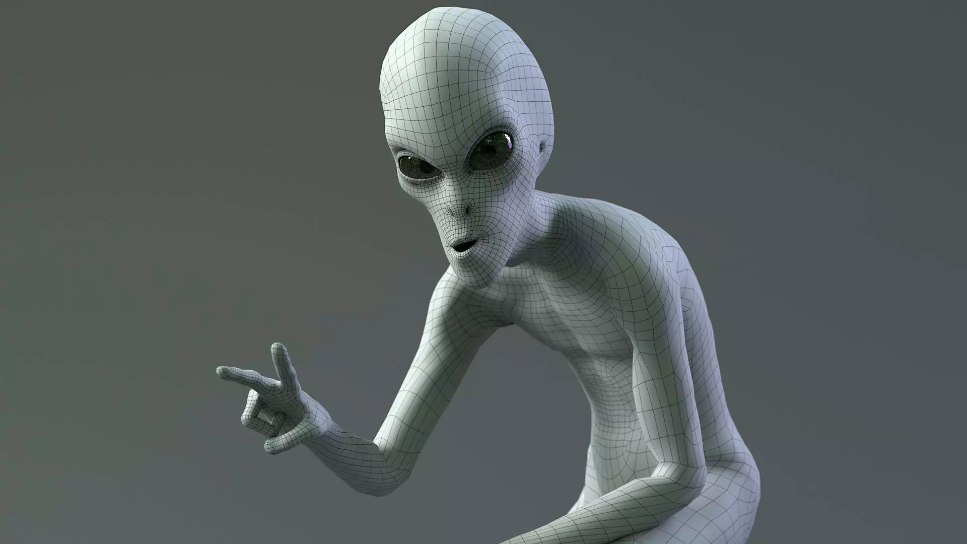 Grey Alien PBR Rigged 3D model_18