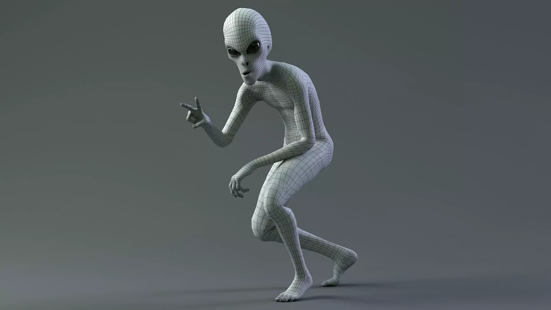 Grey Alien PBR Rigged 3D model_17