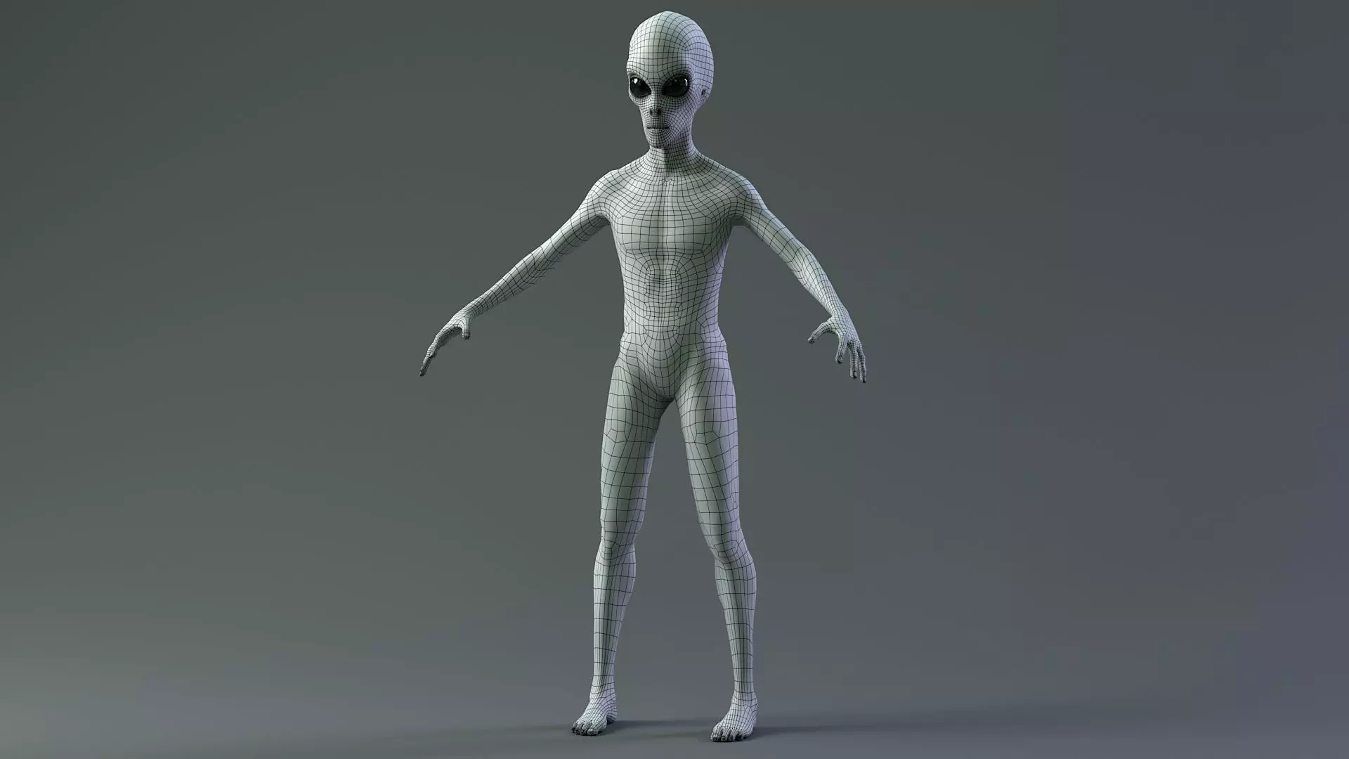 Grey Alien PBR Rigged 3D model_15