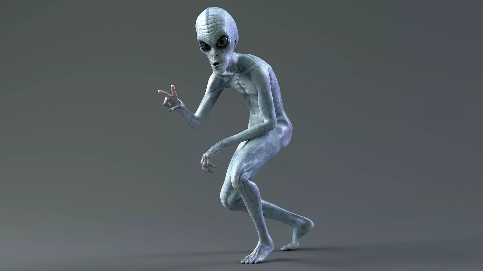 Grey Alien PBR Rigged 3D model_7