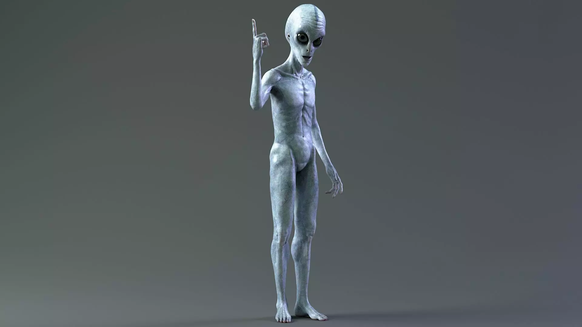 Grey Alien PBR Rigged 3D model_12