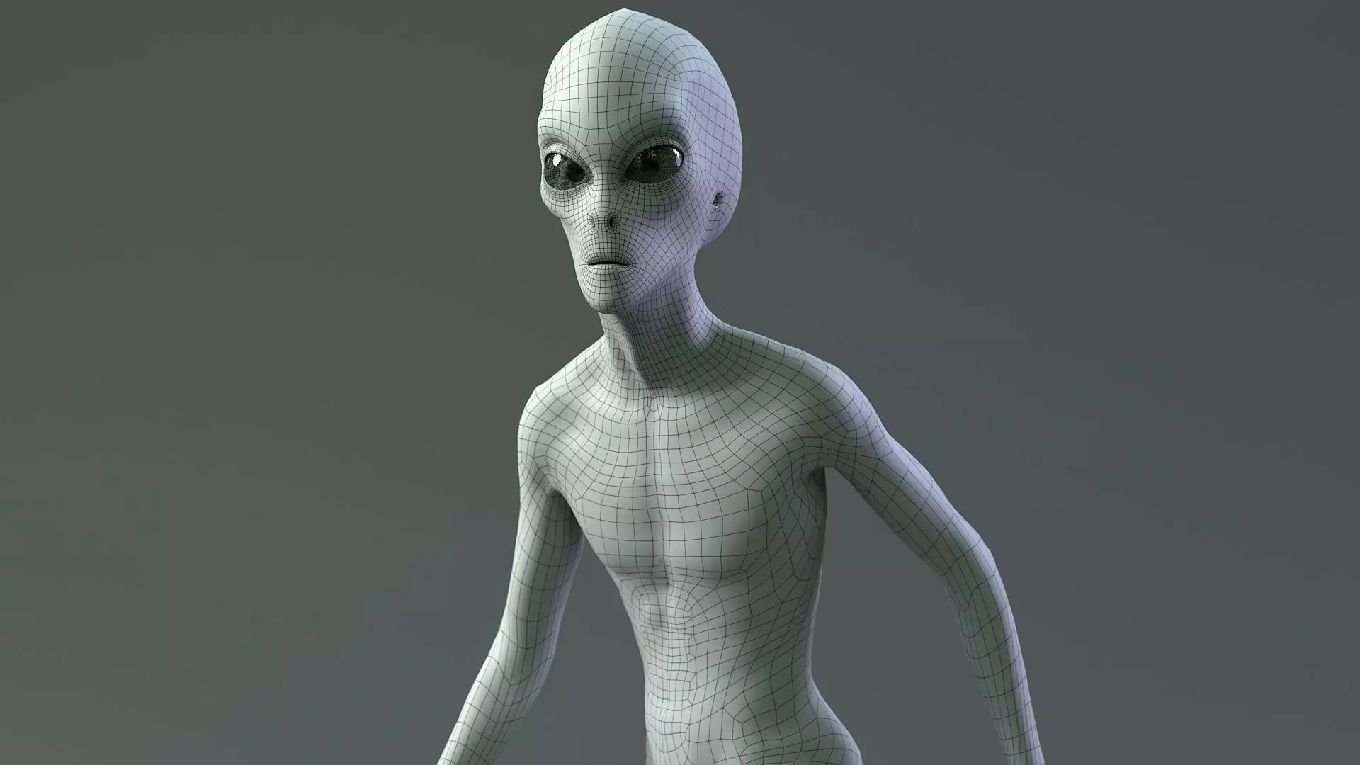 Grey Alien PBR Rigged 3D model_20