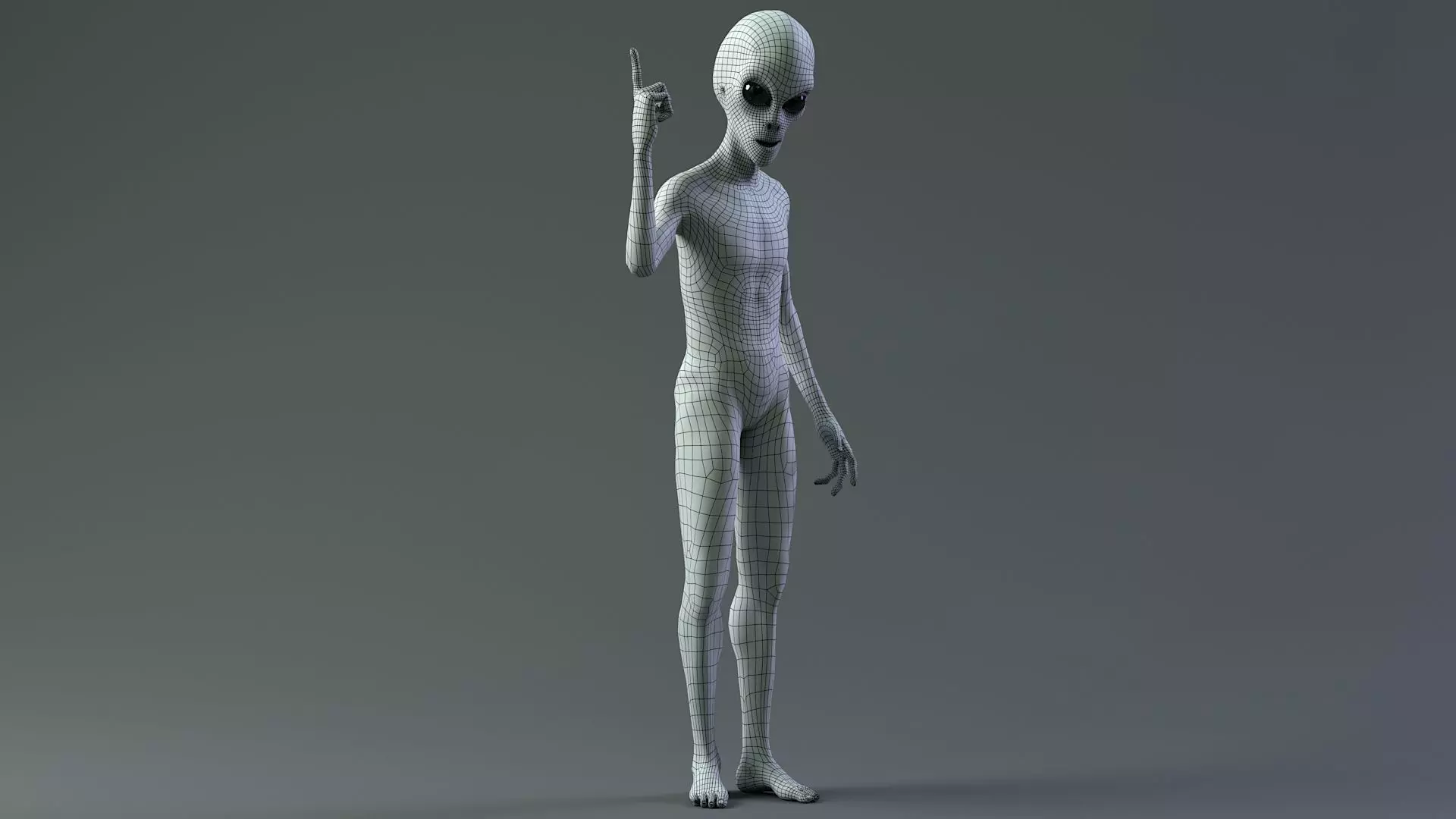 Grey Alien PBR Rigged 3D model_21