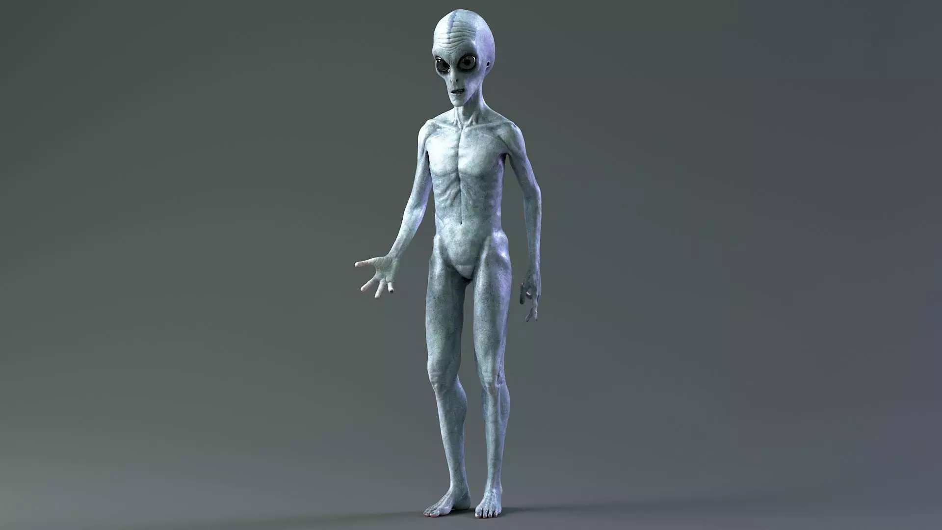Grey Alien PBR Rigged 3D model_5