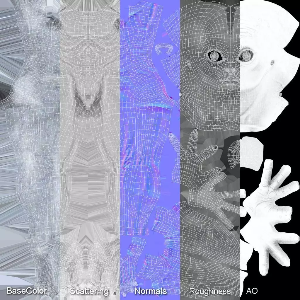 Grey Alien PBR Rigged 3D model_28