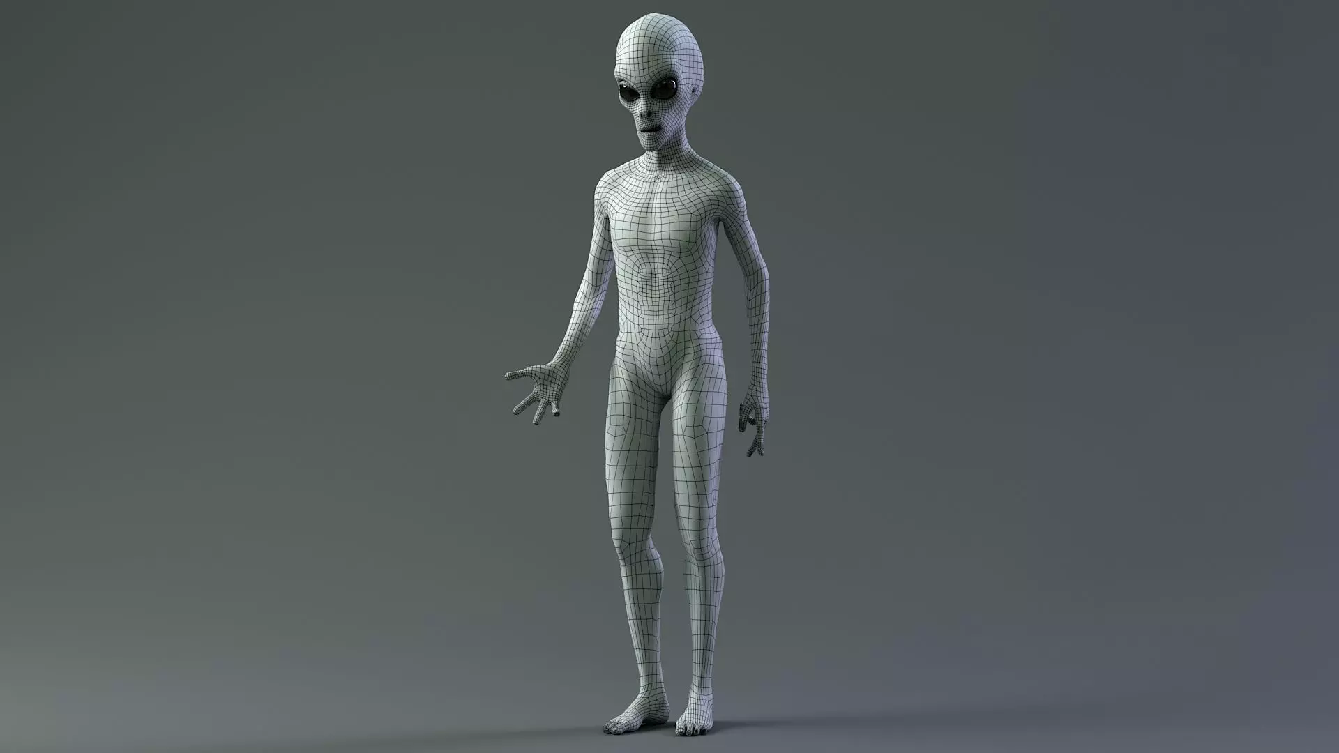 Grey Alien PBR Rigged 3D model_16