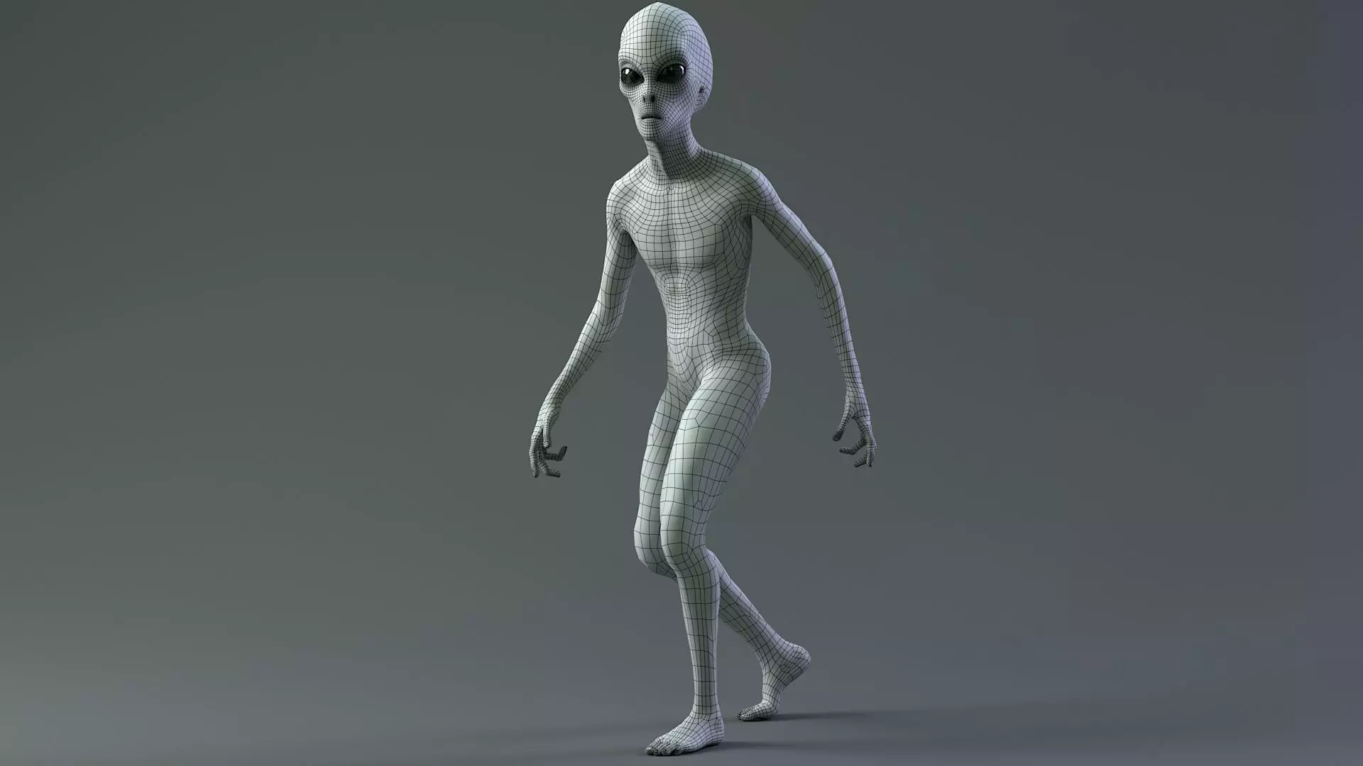 Grey Alien PBR Rigged 3D model_19