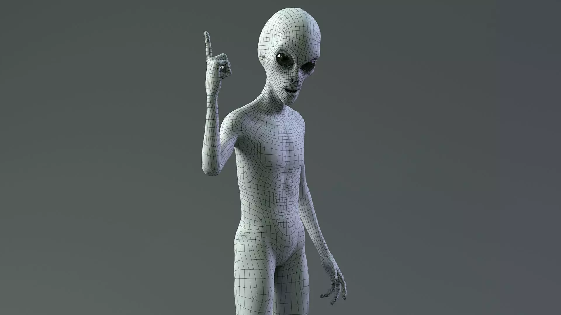 Grey Alien PBR Rigged 3D model_22