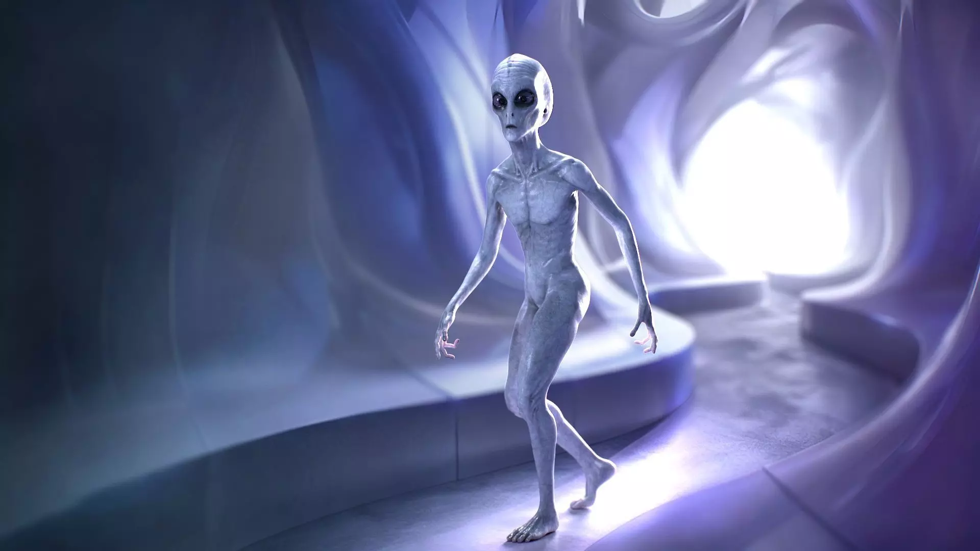 Grey Alien PBR Rigged 3D model_2