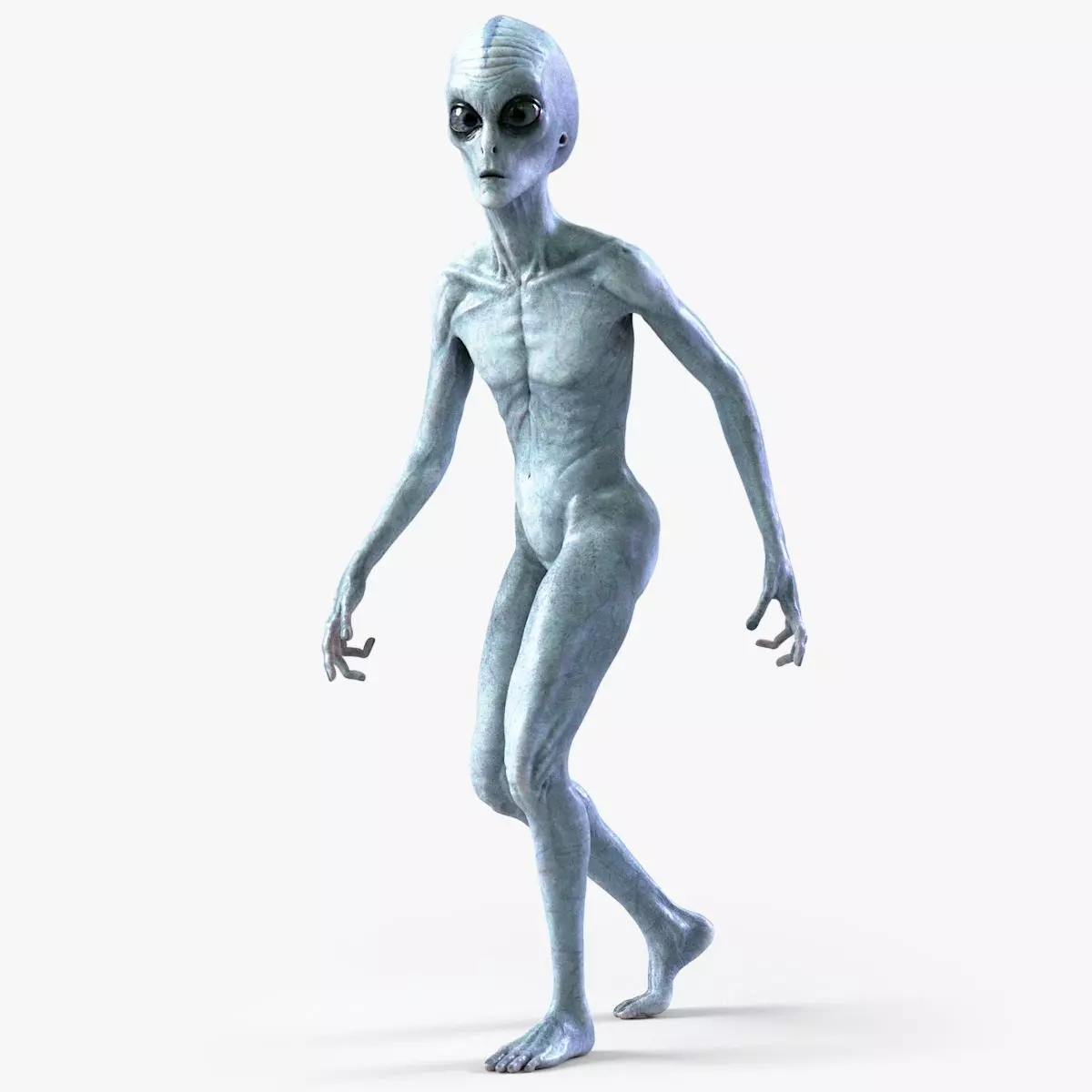Grey Alien PBR Rigged 3D model_0