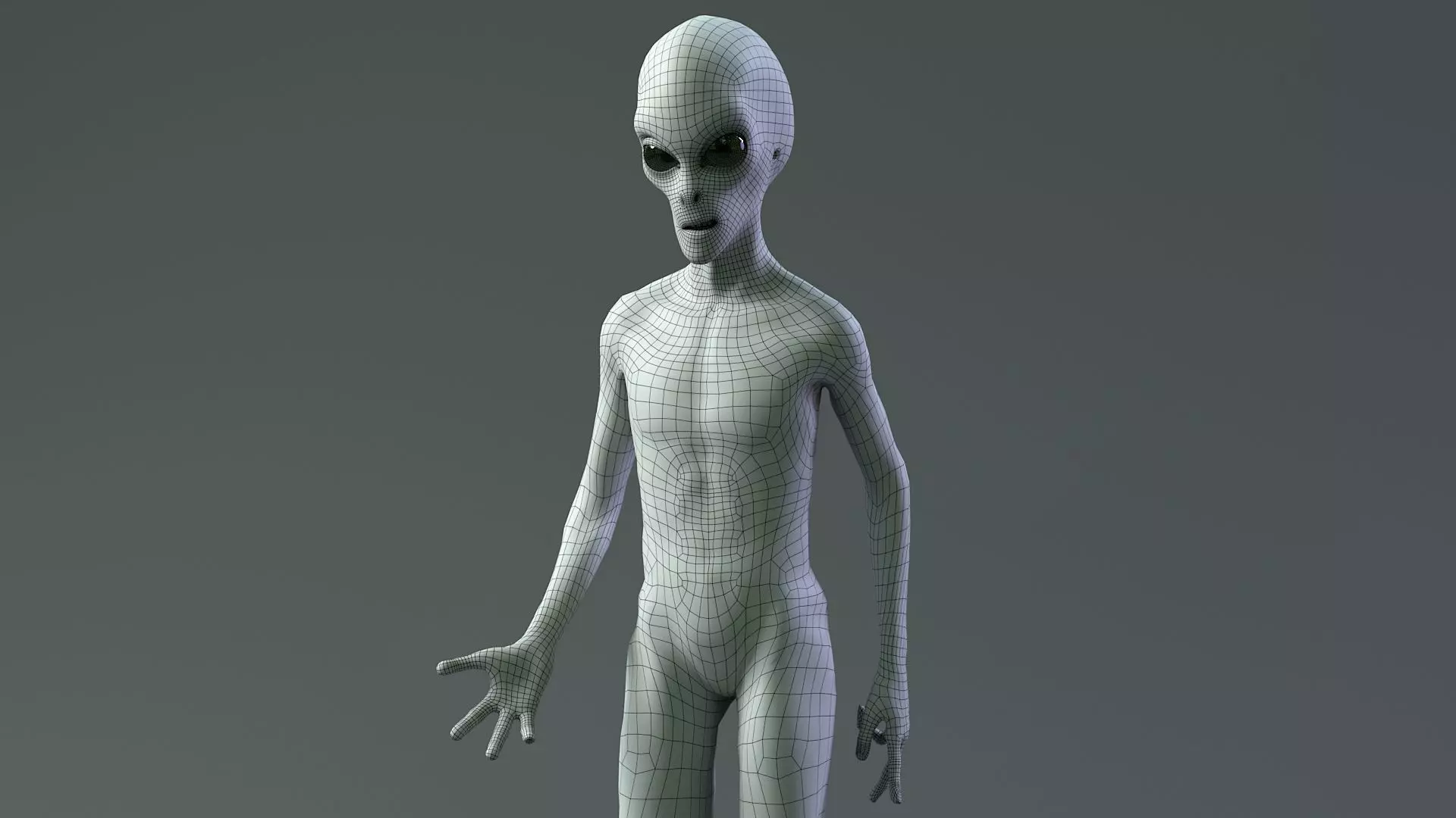 Grey Alien PBR Rigged 3D model_9