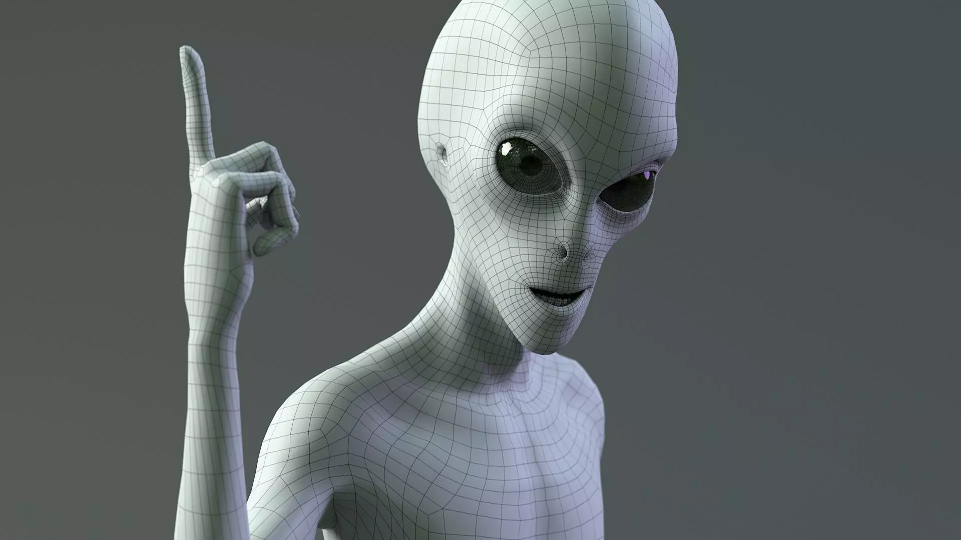 Grey Alien PBR Rigged 3D model_23