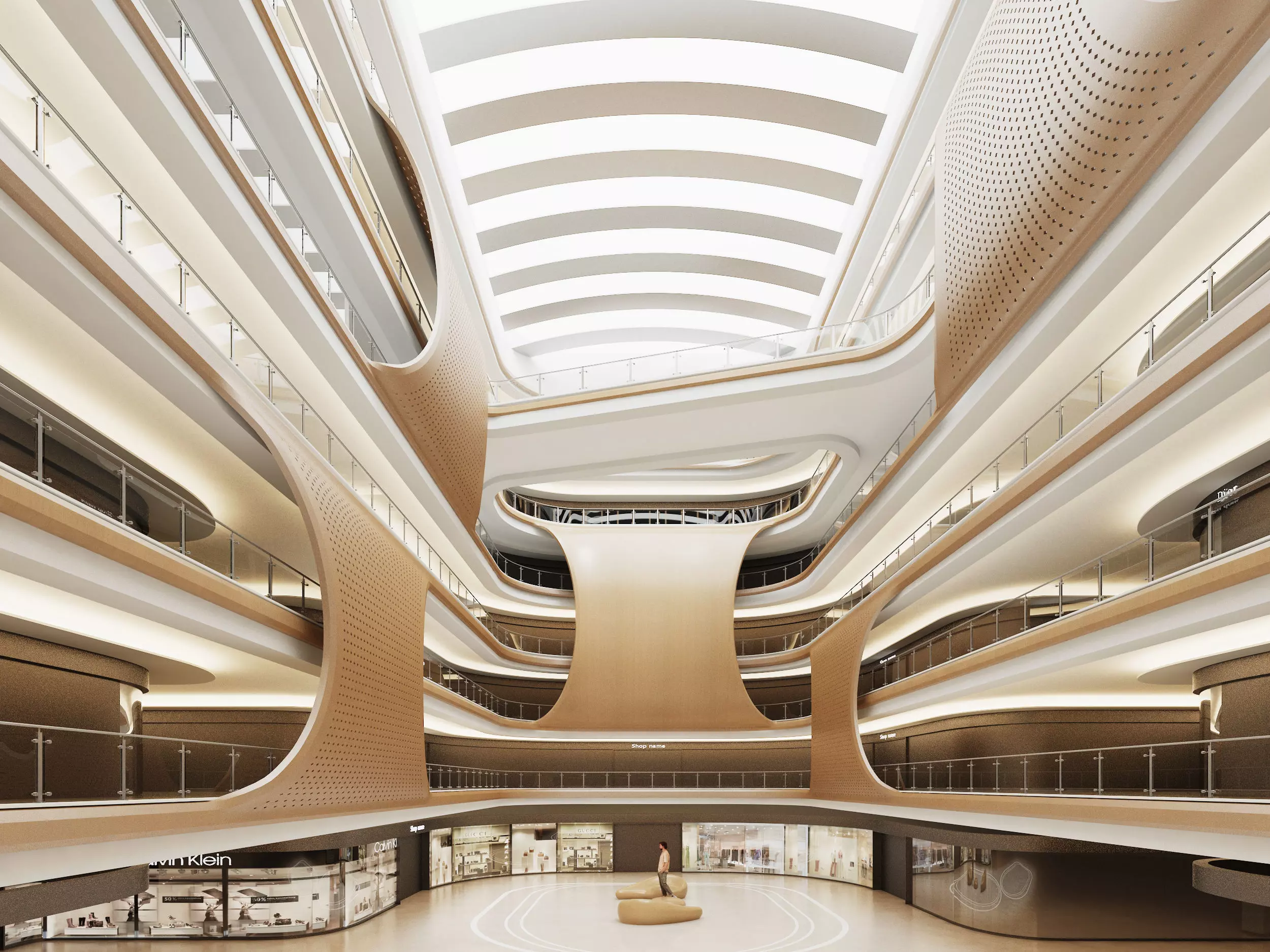 Shopping Mall interior Low-poly 3D model_0