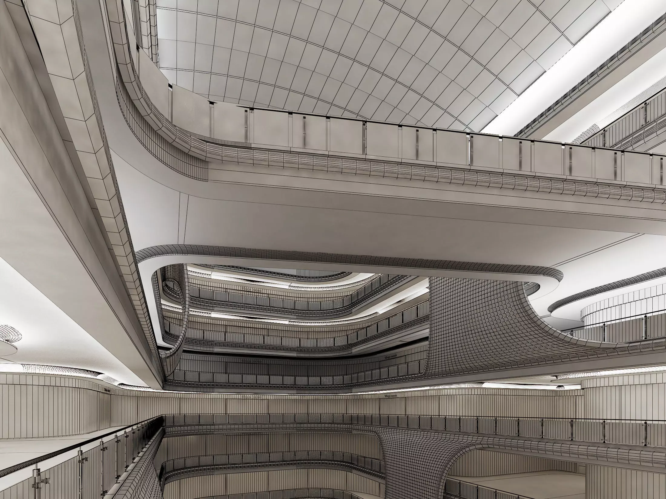 Shopping Mall interior Low-poly 3D model_4