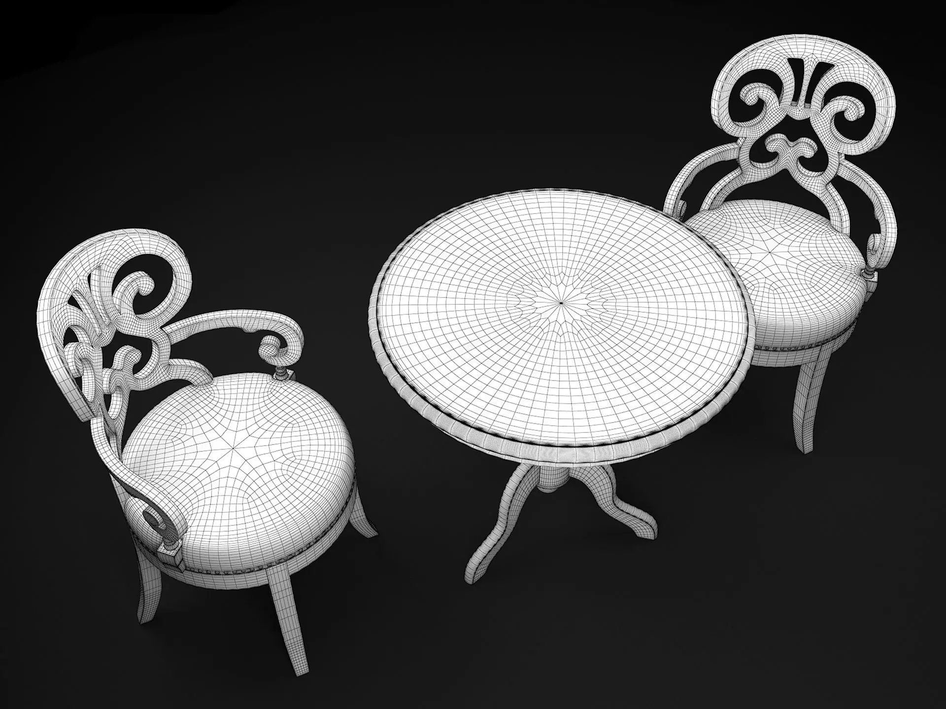 Restaurant Table and Chair Set 3D model_9