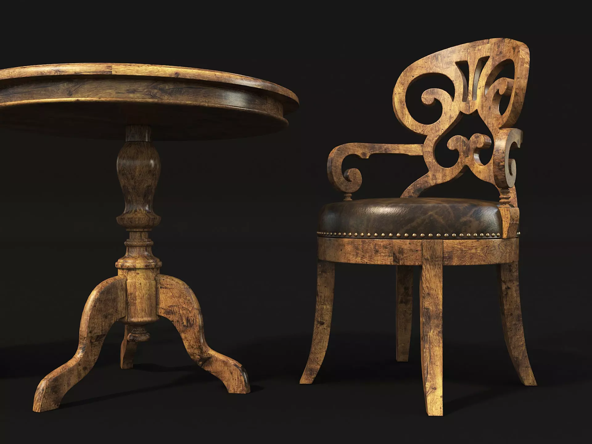 Restaurant Table and Chair Set 3D model_5