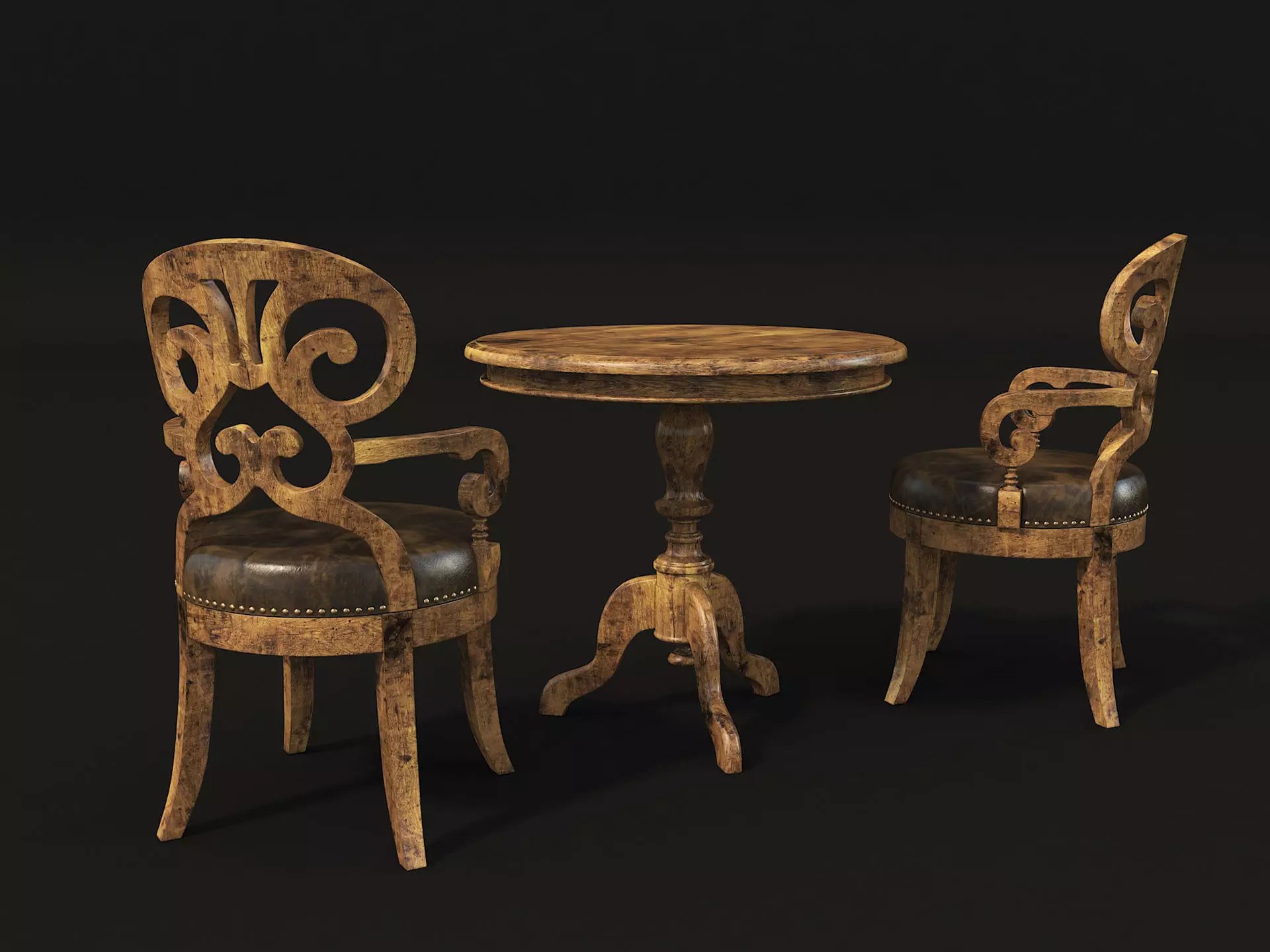 Restaurant Table and Chair Set 3D model_2