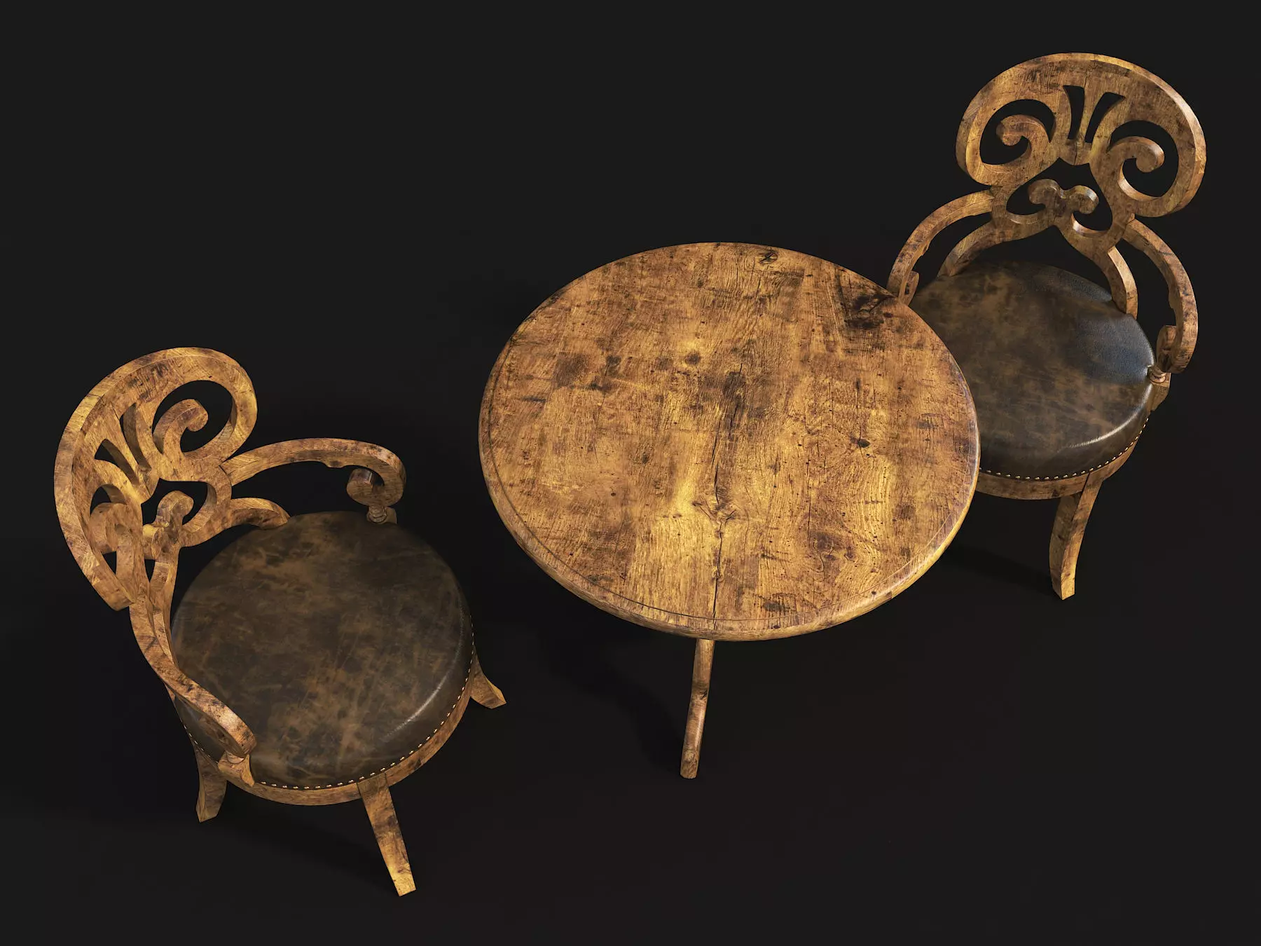 Restaurant Table and Chair Set 3D model_4