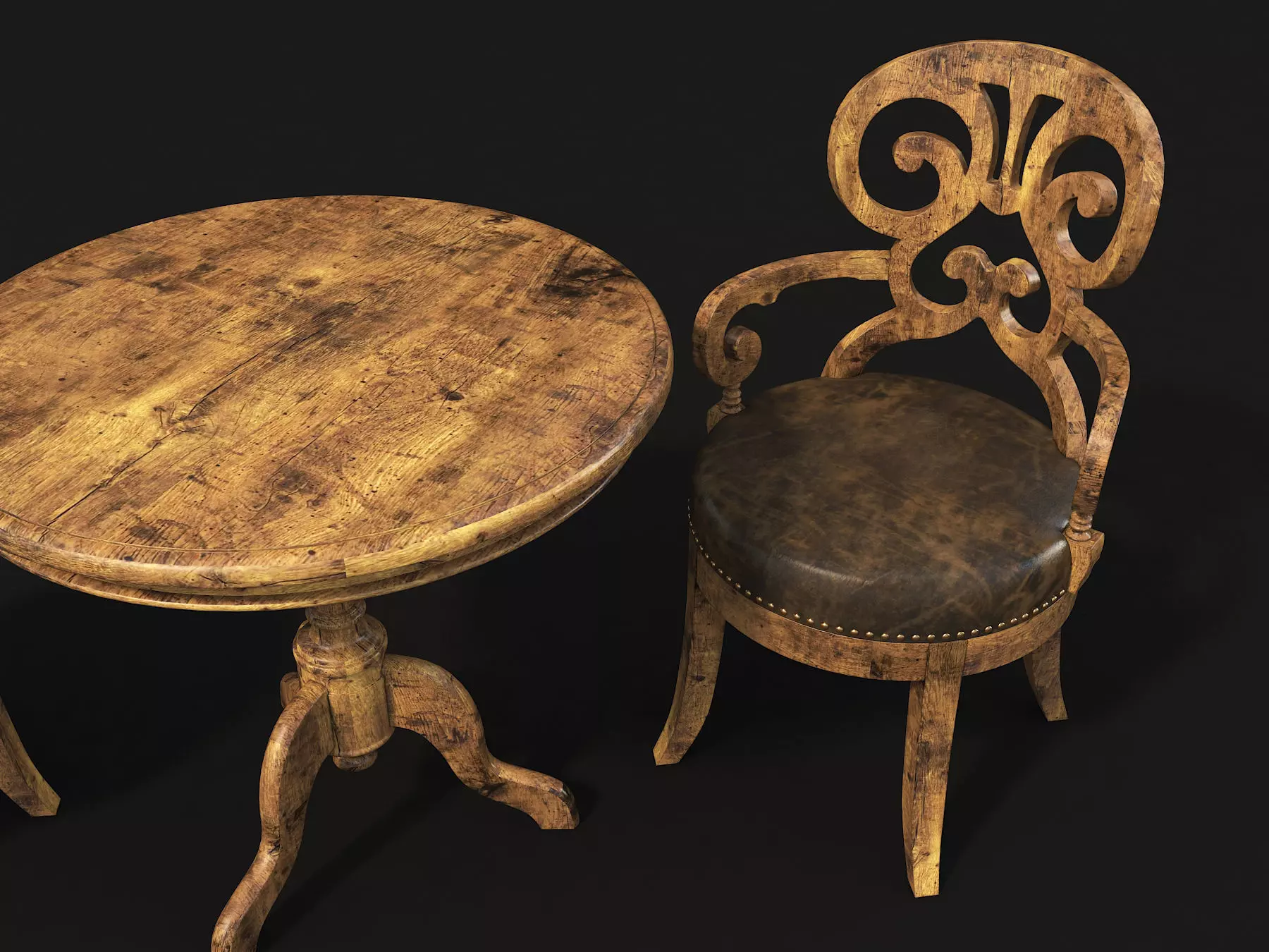 Restaurant Table and Chair Set 3D model_6