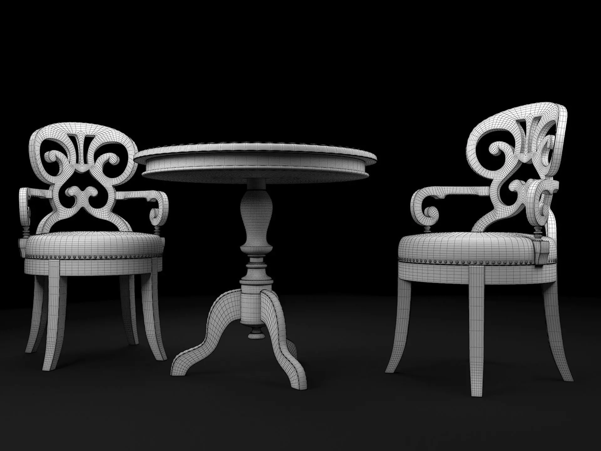 Restaurant Table and Chair Set 3D model_8