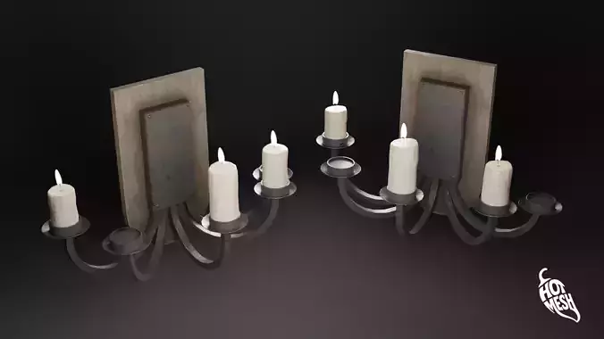 LOW POLY MEDIEVAL CANDLESTICK