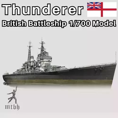 British Battleship HMS Thunderer - 3D Model 1-700 Scale