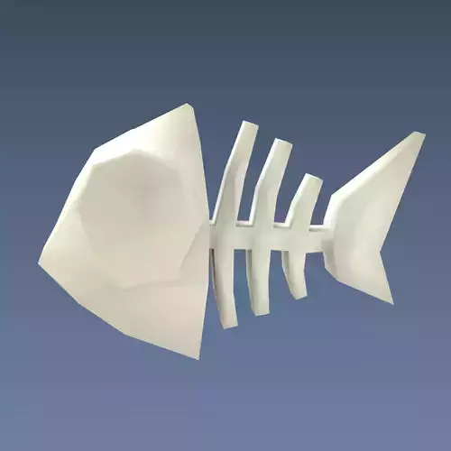 Cartoon low-poly fish skeleton