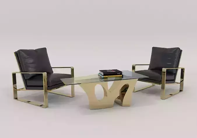 Modern Coffee Table and Armchair Set 4