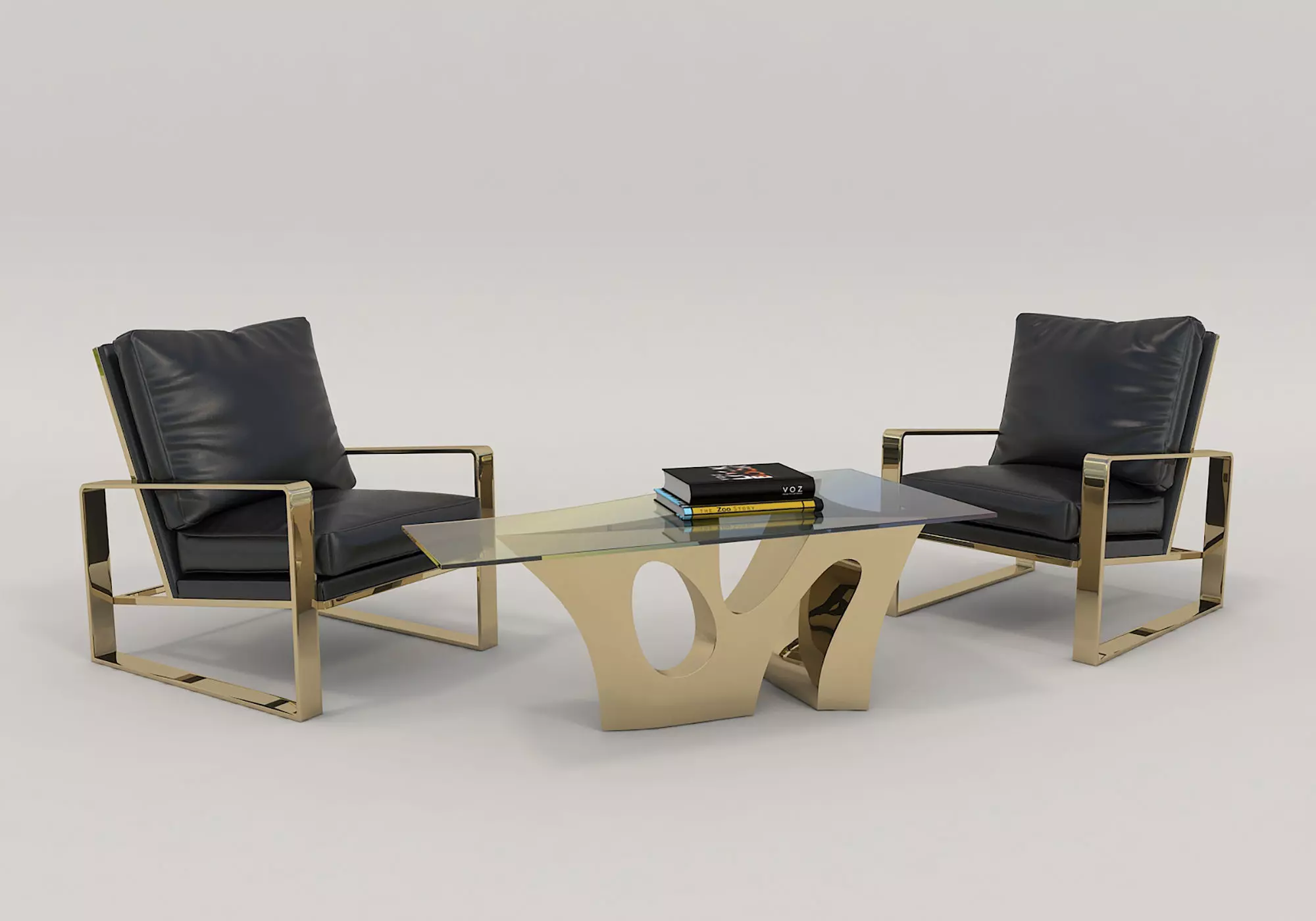 Modern Coffee Table and Armchair Set 4 3D model_0