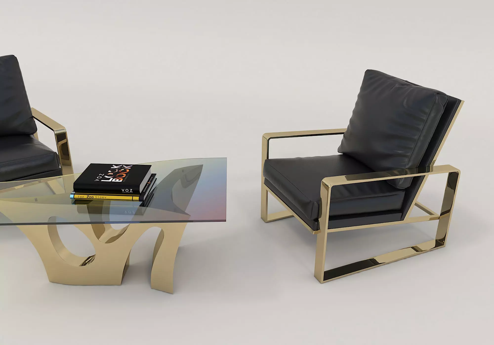 Modern Coffee Table and Armchair Set 4 3D model_1