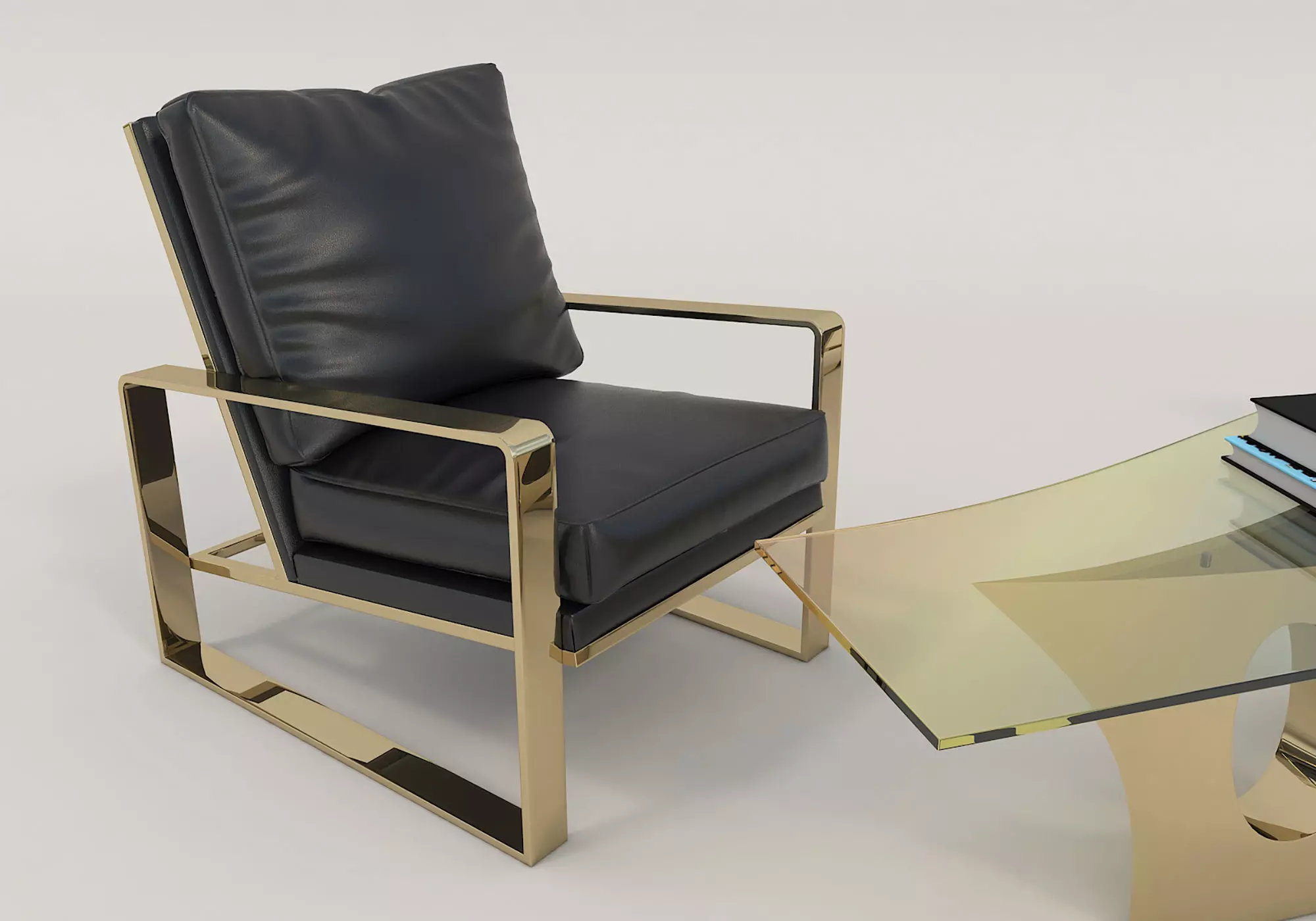 Modern Coffee Table and Armchair Set 4 3D model_5