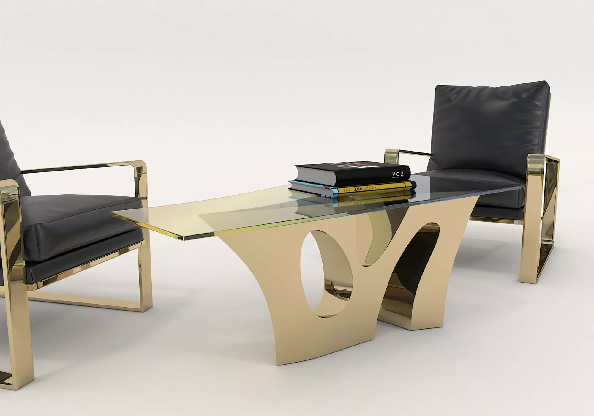Modern Coffee Table and Armchair Set 4 3D model_4