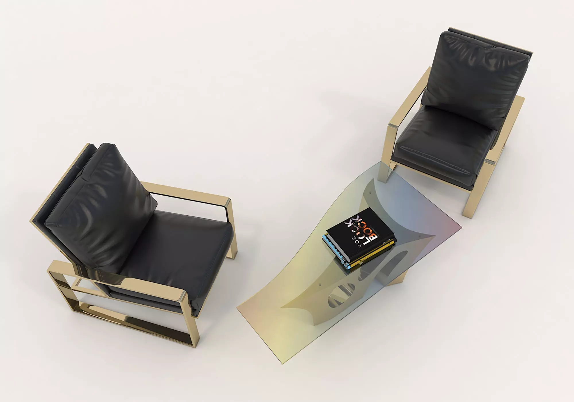 Modern Coffee Table and Armchair Set 4 3D model_3