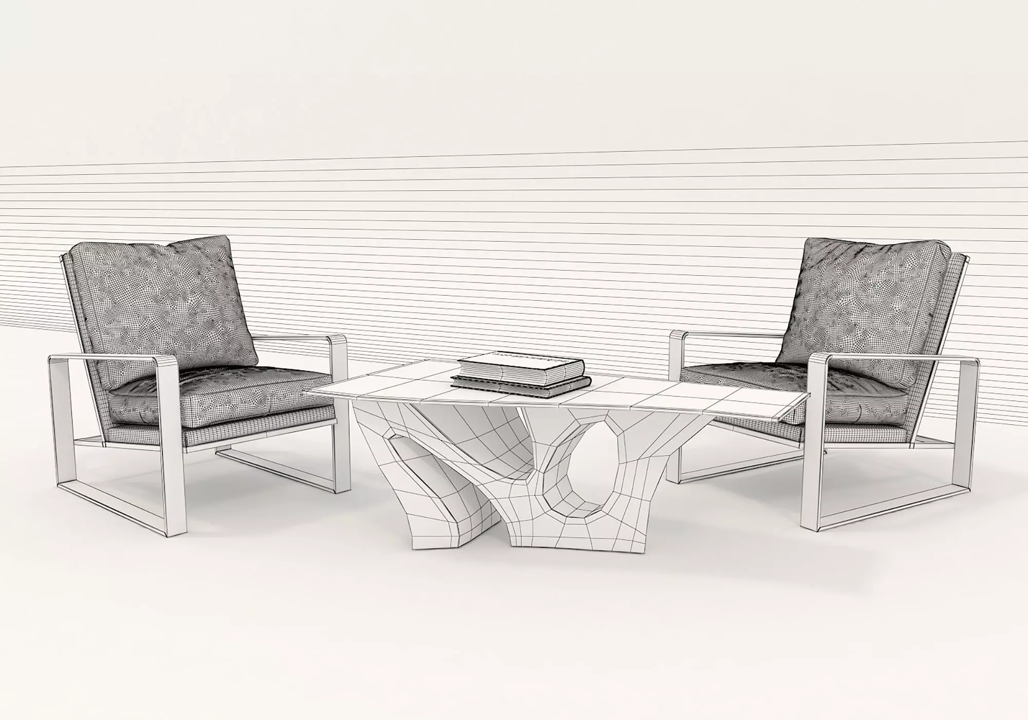 Modern Coffee Table and Armchair Set 4 3D model_9