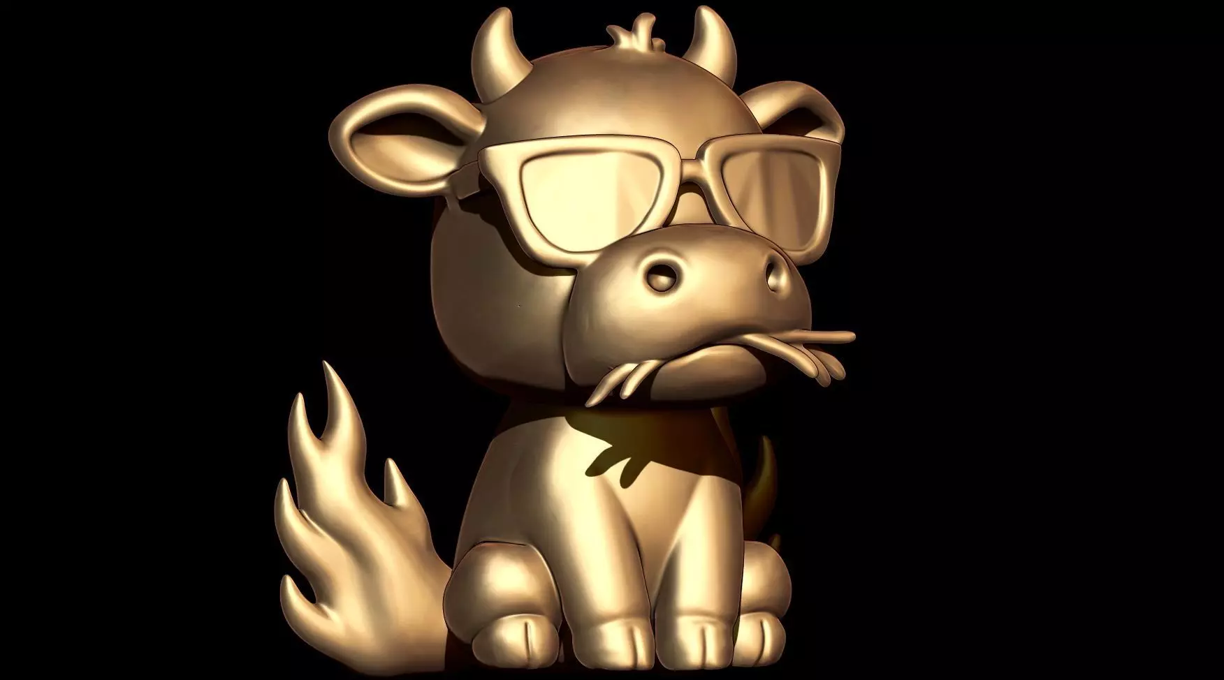 Gangster Cow in Sunglasses and Flames 3D print model_3