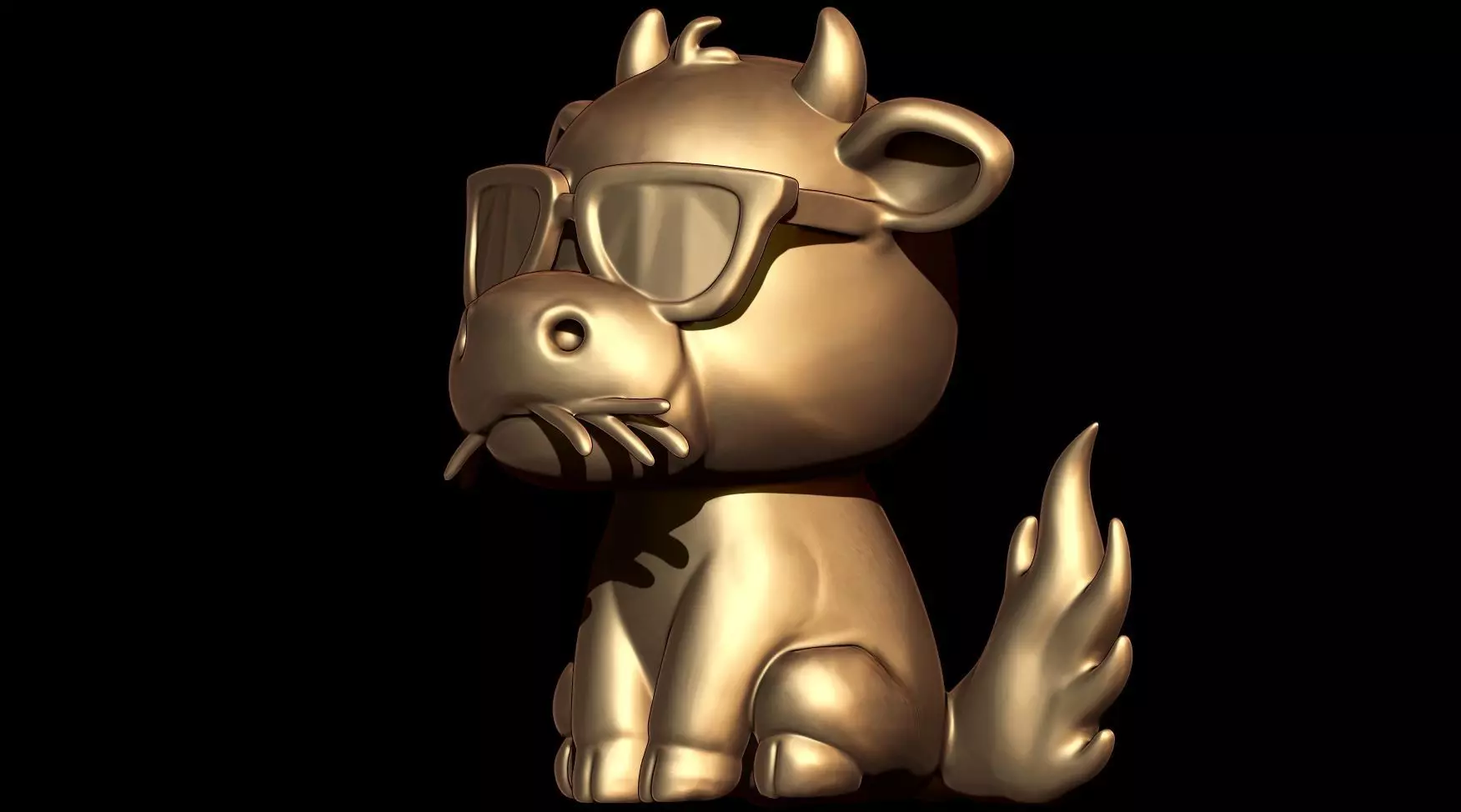 Gangster Cow in Sunglasses and Flames 3D print model_2