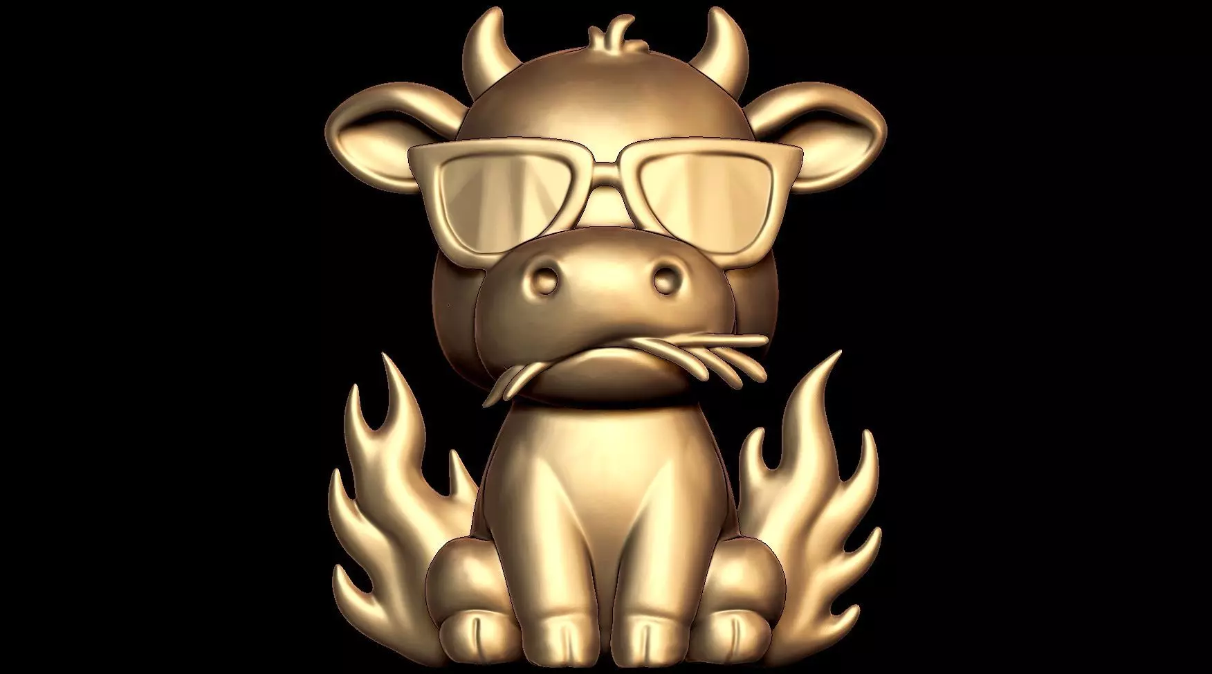 Gangster Cow in Sunglasses and Flames 3D print model_1