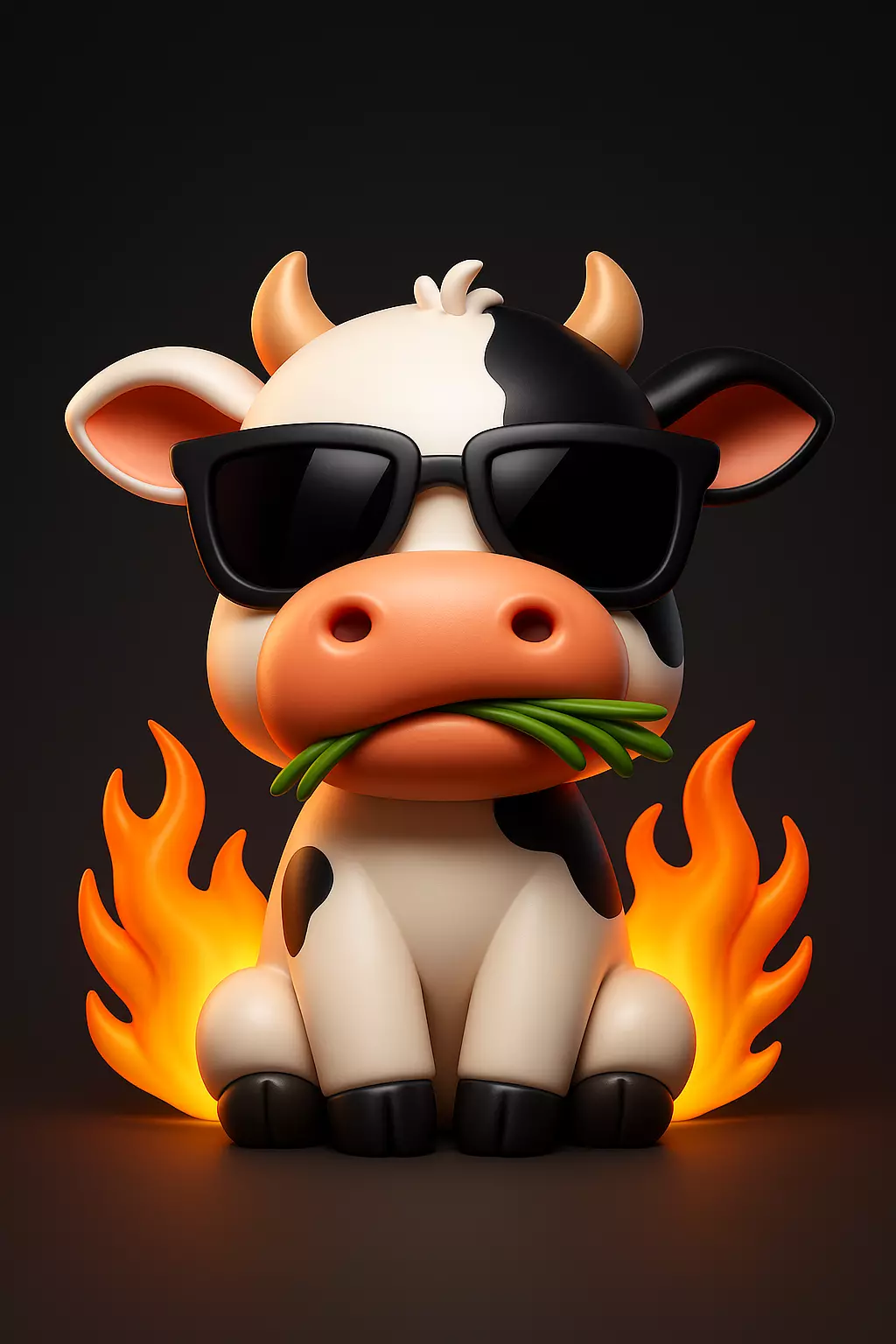 Gangster Cow in Sunglasses and Flames 3D print model_0